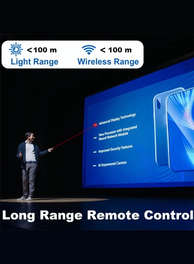 بكومور جهاز تحكم لاسلكي للعرض التقديمي مزود ببطارية ليثيوم مدمجة وشاشة عرض لمستوى البطارية، وجهاز تحكم عن بعد للعروض التقديمية بتردد 2.4 جيجاهرتز لبرامج PowerPoint/PPT/Keynote، ووظيفة توصيل وتشغيل USB لتحريك الشرائح، والتحكم في الارتباطات التشعبية ومستوى الصوت، ومتوافق مع أجهزة Mac/PC - Image 4